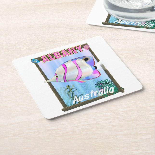 Albany, Western Australia Square Paper Coaster (Angled)