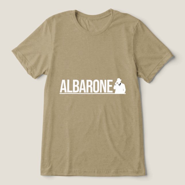 Albarone Gangster Silhouette Graphic - White Tri-Blend Shirt (Design Front)