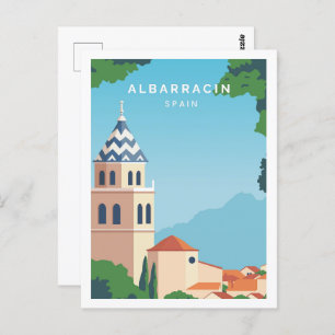 Albarracin Spain Famous Travel Place Illustration Postcard