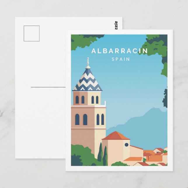 Albarracin Spain Famous Travel Place Illustration Postcard (Front/Back)