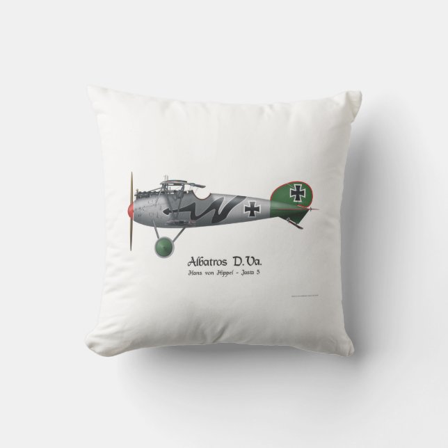 Albatros D.Va WW1 German Fighter Hans von Hippel Cushion (Front)