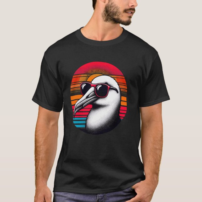 Albatross Bird Sunglasses Sunset Retro Style Vinta T-Shirt (Front)