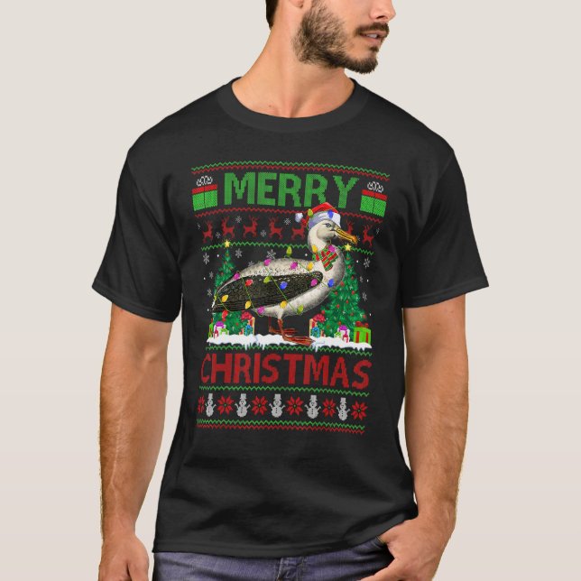 Albatross Bird   Xmas Lights Ugly Albatross Christ T-Shirt (Front)