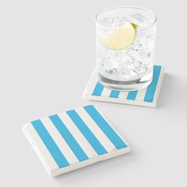 Albatross Blue and White Striped Stone Coaster (Side)