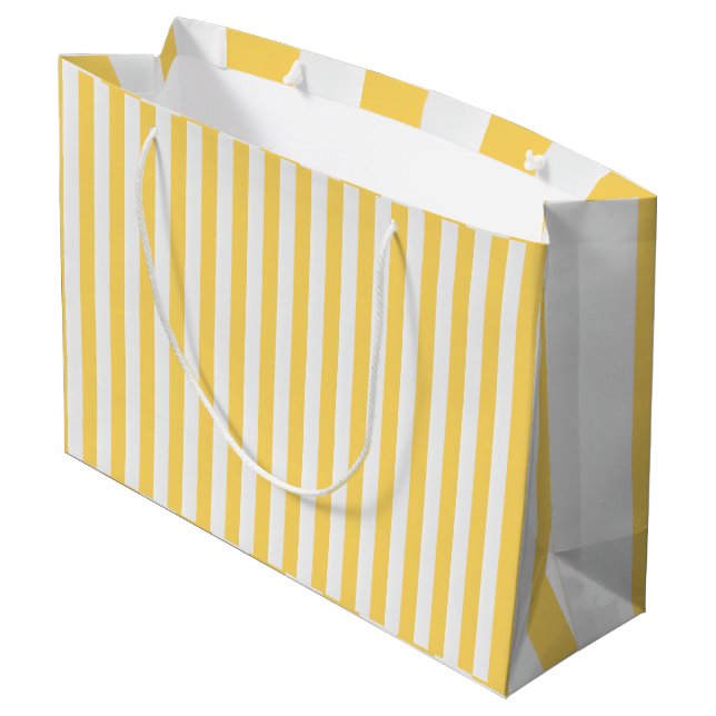 Albatross Yellow and White Striped Large Gift Bag (Back Angled)