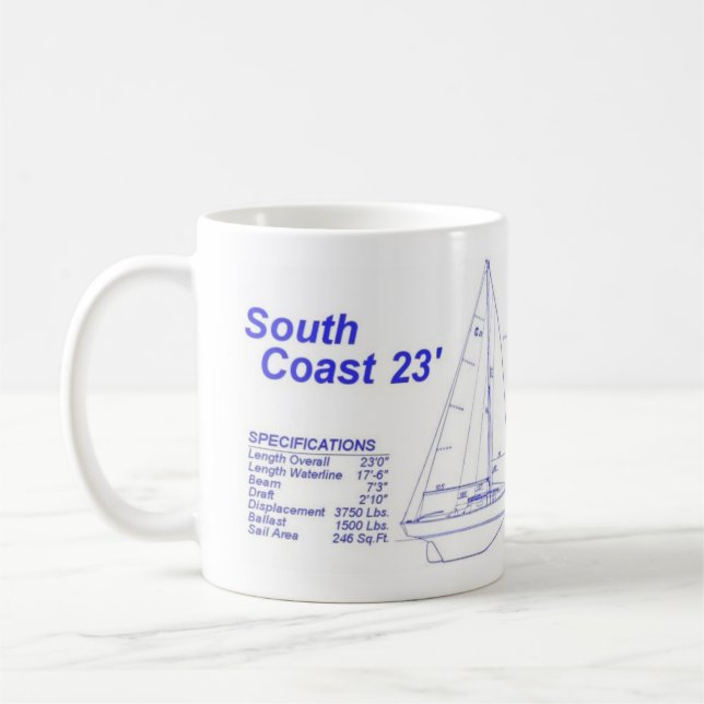 Alberg designed South Coast 23 Sailboat Coffee Mug (Left)