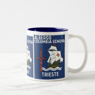 Albergo Columbia Genoa ~ Trieste Two-Tone Coffee Mug