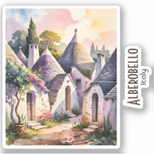 Alberobello Italy Historic Trulli Watercolor Art
