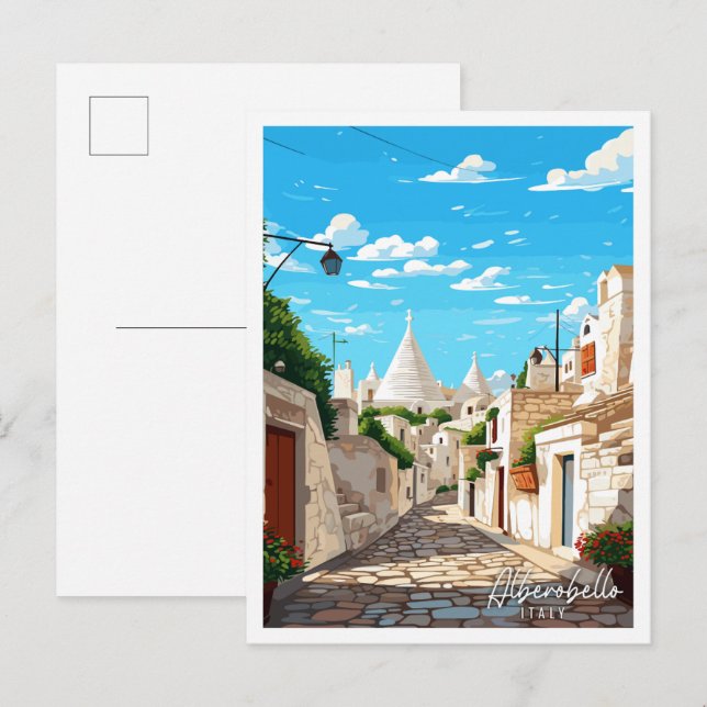 Alberobello Italy vintage travel illustration Postcard (Front/Back)