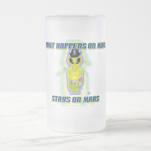 Albert Alien Tee Frosted Glass Beer Mug