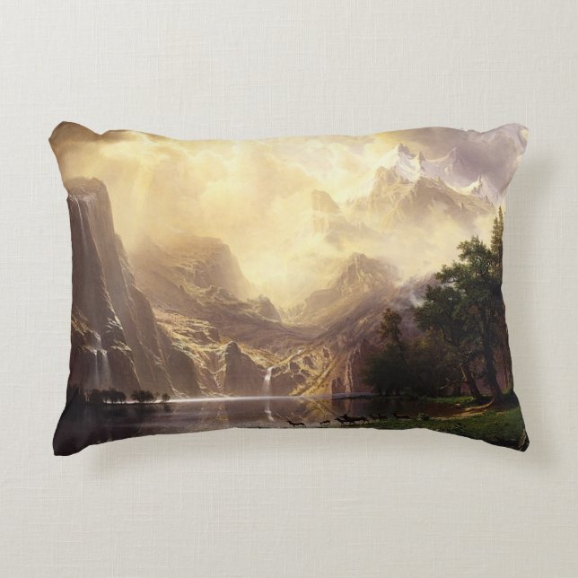 Albert Bierstadt Among the Sierra Nevada Mountains Decorative Cushion (Front)