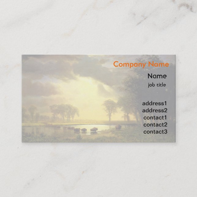 Albert Bierstadt  fine art -The Buffalo Trail Business Card (Front)