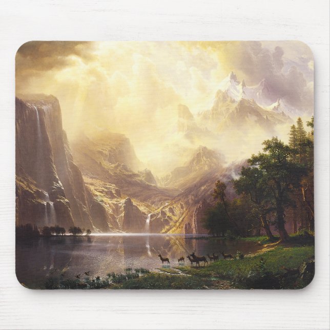 Albert Bierstadt In The Mountains Mouse Pad (Front)