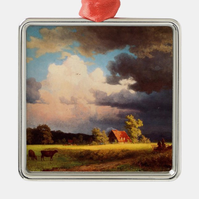 Albert Bierstadt painting, Bavarian Landscape Metal Tree Decoration (Front)
