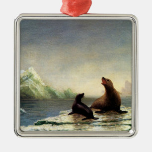 Albert Bierstadt painting, Seals, Metal Tree Decoration