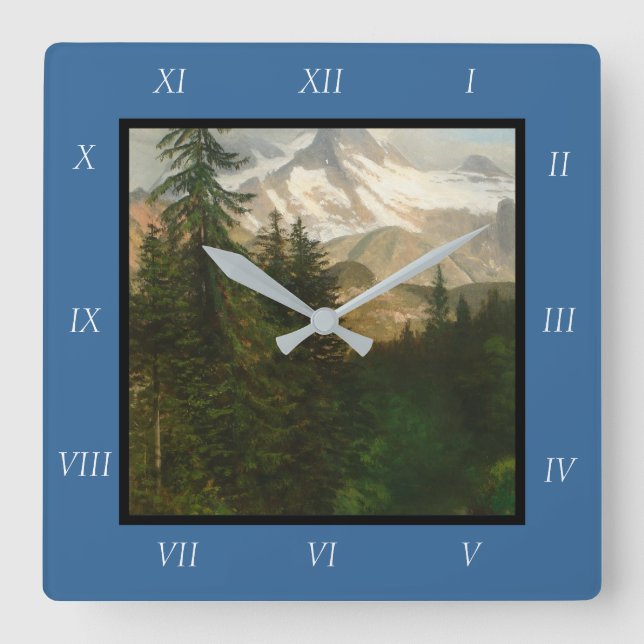 Albert Bierstadt Painting Snow in the High Country Square Wall Clock (Front)