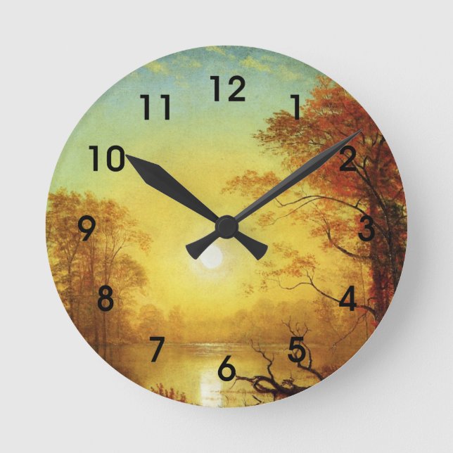 Albert Bierstadt painting, Sunrise, Round Clock (Front)