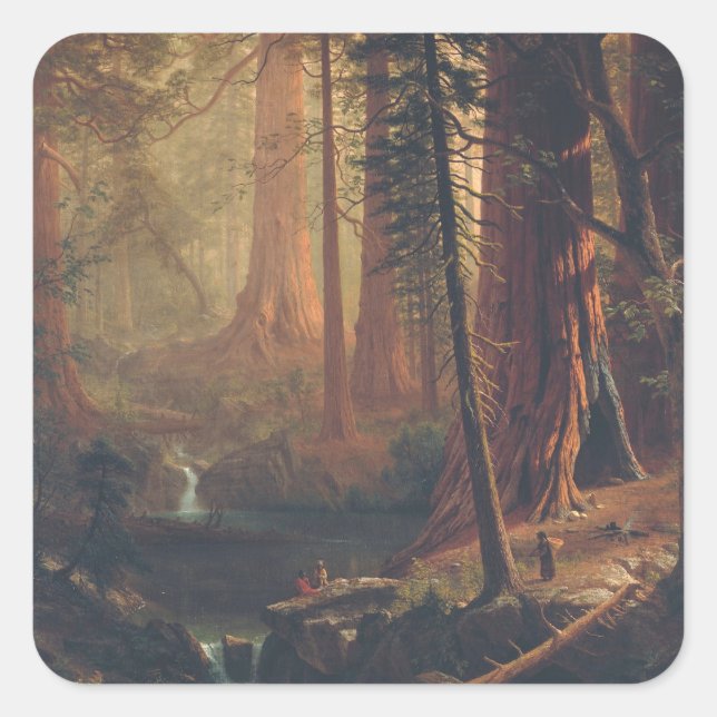 Albert Bierstadt - Redwood Trees Square Sticker (Front)