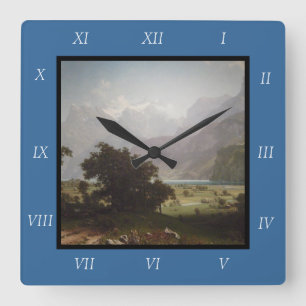 Albert Bierstadt's Lake Lucerne, 1858 Canvas Print Square Wall Clock