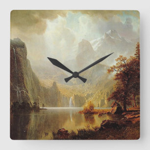 Albert Bierstadt's Painting, In the Mountains 1867 Square Wall Clock