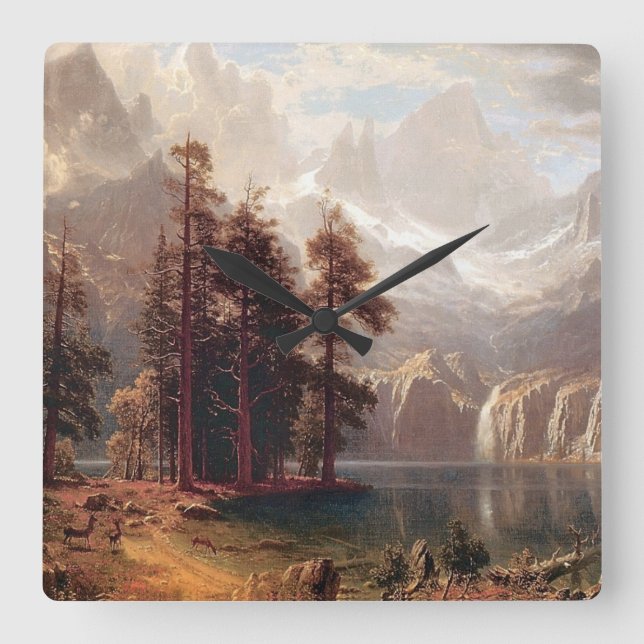 Albert Bierstadt's Sierra Nevada, 1871 Square Wall Clock (Front)