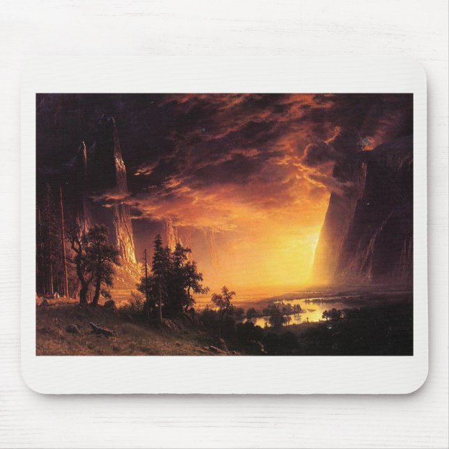 Albert Bierstadt's Sunset in the Yosemite Valley Mouse Mat (Front)