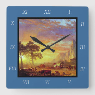 Albert Bierstadt's The Oregon Trail, 1869 Canvas P Square Wall Clock