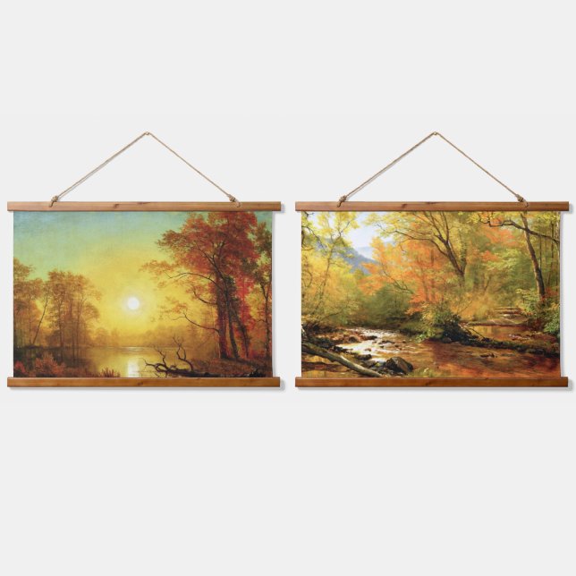 Albert Bierstadt's two famous landscape paintings, Hanging Tapestry (Double)
