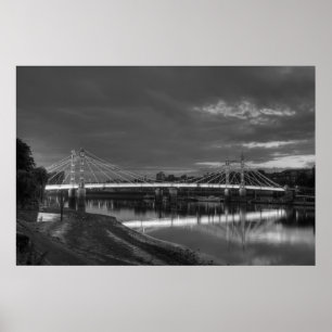 Albert Bridge in black and white Poster