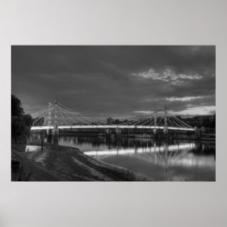 Albert Bridge in black and white Poster