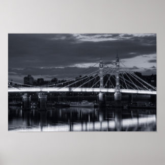 Albert Bridge in Black and white Poster