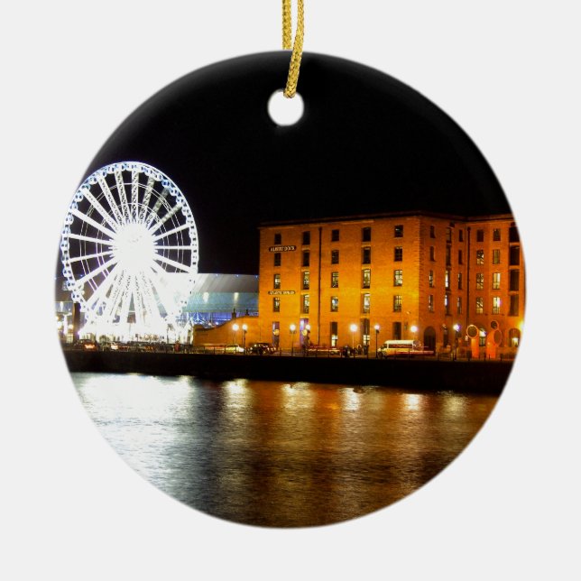 Albert dock Complex, Liverpool UK Ceramic Tree Decoration (Front)