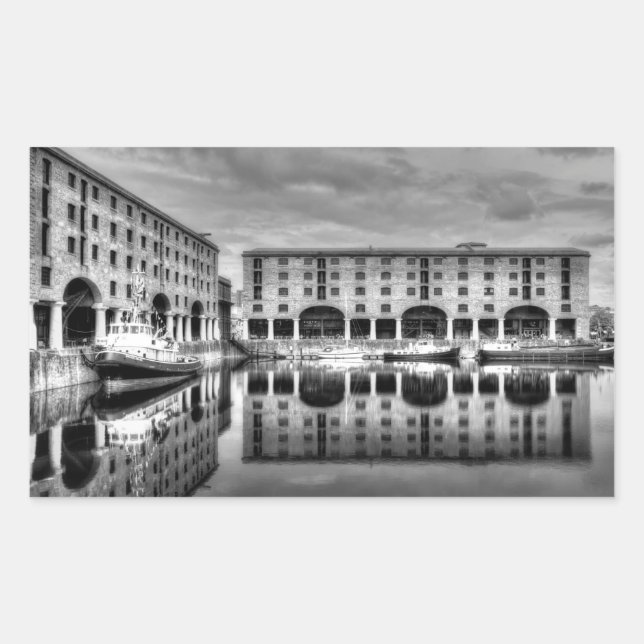 Albert Dock Liverpool Reflections Rectangular Sticker (Front)