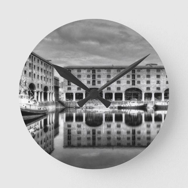 Albert Dock Liverpool Reflections Round Clock (Front)