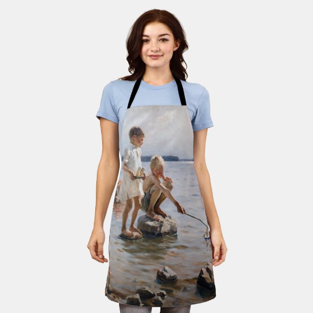 Albert Edelfelt - Boys Playing on the Shore Apron (Worn)