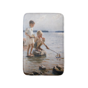 Albert Edelfelt - Boys Playing on the Shore Bath Mat