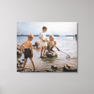 Albert Edelfelt - Boys Playing on the Shore Canvas Print