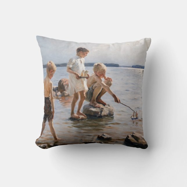 Albert Edelfelt - Boys Playing on the Shore Cushion (Front)