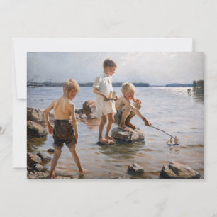 Albert Edelfelt - Boys Playing on the Shore Invita Thank You Card