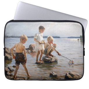 Albert Edelfelt - Boys Playing on the Shore Laptop Sleeve