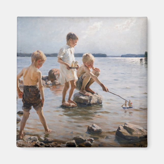 Albert Edelfelt - Boys Playing on the Shore Magnet (Front)