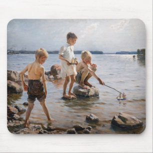 Albert Edelfelt - Boys Playing on the Shore Mouse Mat