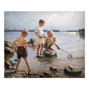 Albert Edelfelt - Boys Playing on the Shore Photo Print