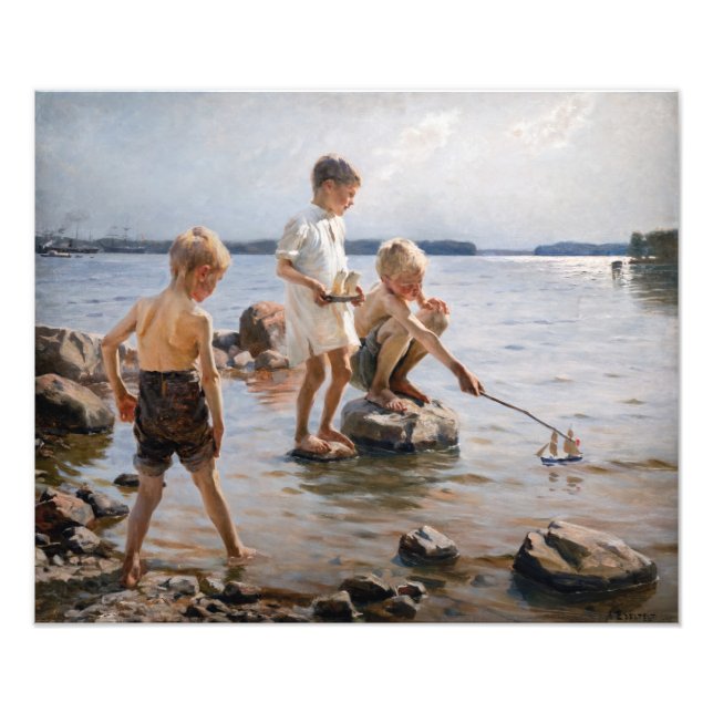 Albert Edelfelt - Boys Playing on the Shore Photo Print (Front)