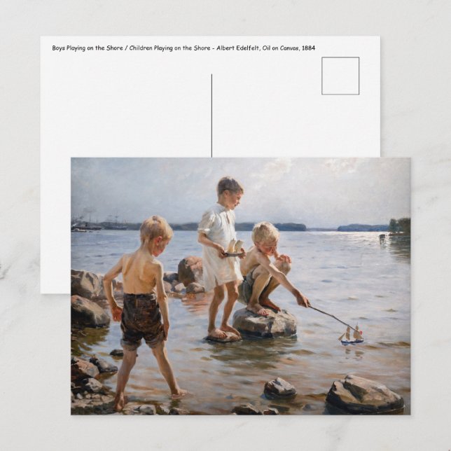 Albert Edelfelt - Boys Playing on the Shore Postcard (Front/Back)