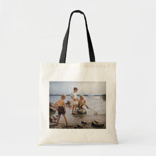 Albert Edelfelt - Boys Playing on the Shore Tote Bag