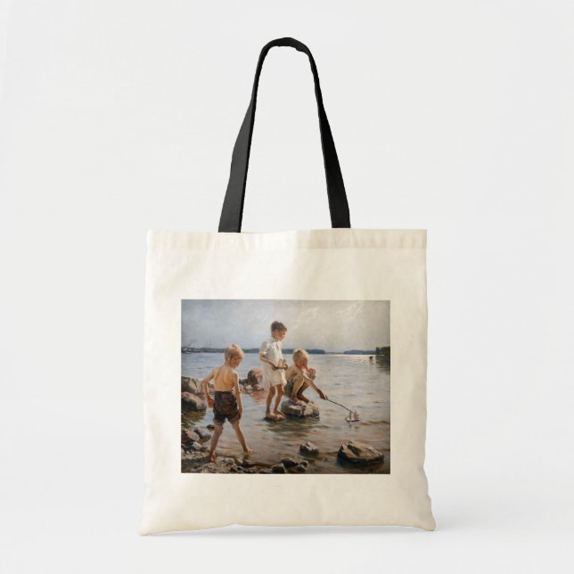 Albert Edelfelt - Boys Playing on the Shore Tote Bag (Front)