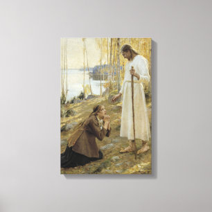 Albert Edelfelt - Christ and Mary Magdalene Canvas Print