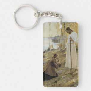 Albert Edelfelt - Christ and Mary Magdalene Key Ring