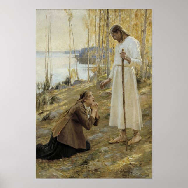 Albert Edelfelt - Christ and Mary Magdalene Poster (Front)